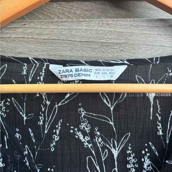 Zara Romantic Floral Embroidered Ruffled Sheer Blouse Large - Picture 3 of 6